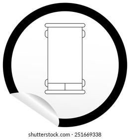 Flat bed icon on sticker for floor plan outline. Line editable EPS10 vector furniture illustration. View from above