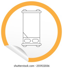 Flat bed icon on sticker for floor plan outline. Line editable EPS10 vector furniture illustration. View from above