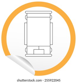 Flat bed icon on sticker for floor plan outline. Line editable EPS10 vector furniture illustration. View from above