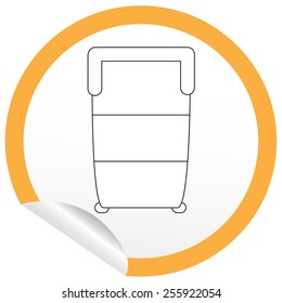 Flat bed icon on sticker for floor plan outline. Line editable EPS10 vector furniture illustration. View from above