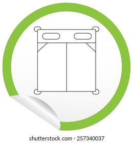 Flat bed icon on sticker for floor plan outline. Line editable EPS10 vector furniture illustration. View from above