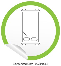 Flat bed icon on sticker for floor plan outline. Line editable EPS10 vector furniture illustration. View from above