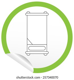 Flat bed icon on sticker for floor plan outline. Line editable EPS10 vector furniture illustration. View from above