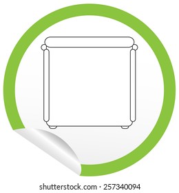 Flat bed icon on sticker for floor plan outline. Line editable EPS10 vector furniture illustration. View from above