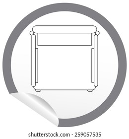 Flat bed icon on sticker for floor plan outline. Line editable EPS10 vector furniture illustration. View from above