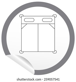 Flat bed icon on sticker for floor plan outline. Line editable EPS10 vector furniture illustration. View from above