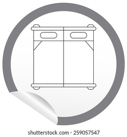Flat bed icon on sticker for floor plan outline. Line editable EPS10 vector furniture illustration. View from above