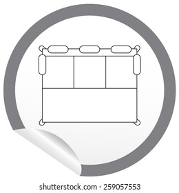 Flat bed icon on sticker for floor plan outline. Line editable EPS10 vector furniture illustration. View from above