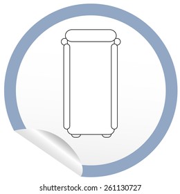 Flat bed icon on sticker for floor plan outline. Line editable EPS10 vector furniture illustration. View from above