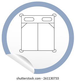 Flat bed icon on sticker for floor plan outline. Line editable EPS10 vector furniture illustration. View from above