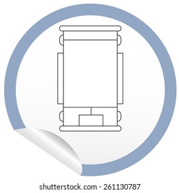 Flat bed icon on sticker for floor plan outline. Line editable EPS10 vector furniture illustration. View from above