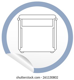 Flat bed icon on sticker for floor plan outline. Line editable EPS10 vector furniture illustration. View from above
