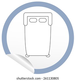 Flat bed icon on sticker for floor plan outline. Line editable EPS10 vector furniture illustration. View from above