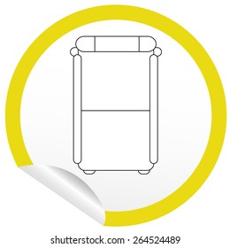 Flat bed icon on sticker for floor plan outline. Line editable EPS10 vector furniture illustration. View from above