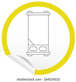 Flat bed icon on sticker for floor plan outline. Line editable EPS10 vector furniture illustration. View from above