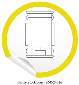 Flat bed icon on sticker for floor plan outline. Line editable EPS10 vector furniture illustration. View from above