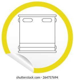 Flat bed icon on sticker for floor plan outline. Line editable EPS10 vector furniture illustration. View from above