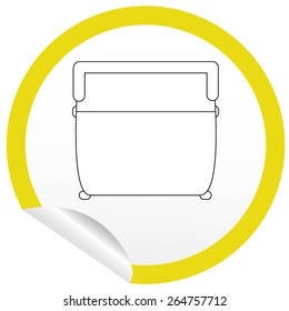 Flat bed icon on sticker for floor plan outline. Line editable EPS10 vector furniture illustration. View from above
