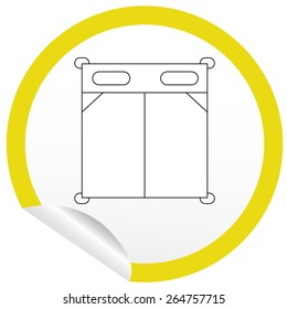 Flat bed icon on sticker for floor plan outline. Line editable EPS10 vector furniture illustration. View from above