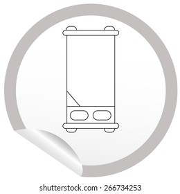 Flat bed icon on sticker for floor plan outline. Line editable EPS10 vector furniture illustration. View from above