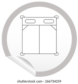Flat bed icon on sticker for floor plan outline. Line editable EPS10 vector furniture illustration. View from above