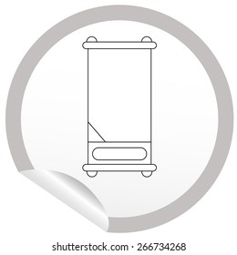 Flat bed icon on sticker for floor plan outline. Line editable EPS10 vector furniture illustration. View from above
