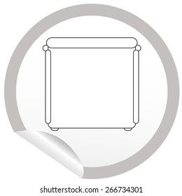 Flat bed icon on sticker for floor plan outline. Line editable EPS10 vector furniture illustration. View from above