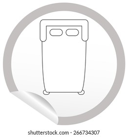 Flat bed icon on sticker for floor plan outline. Line editable EPS10 vector furniture illustration. View from above