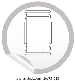 Flat bed icon on sticker for floor plan outline. Line editable EPS10 vector furniture illustration. View from above