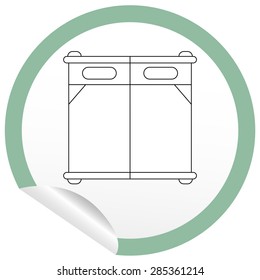 Flat bed icon on sticker for floor plan outline. Line editable EPS10 vector furniture illustration. View from above
