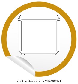Flat bed icon on sticker for floor plan outline. Line editable EPS10 vector furniture illustration. View from above