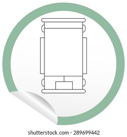 Flat bed icon on sticker for floor plan outline. Line editable EPS10 vector furniture illustration. View from above