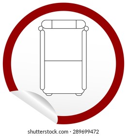 Flat bed icon on sticker for floor plan outline. Line editable EPS10 vector furniture illustration. View from above