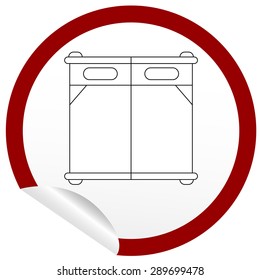 Flat bed icon on sticker for floor plan outline. Line editable EPS10 vector furniture illustration. View from above