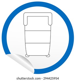 Flat bed icon on sticker for floor plan outline. Line editable EPS10 vector furniture illustration. View from above