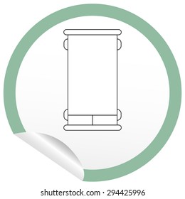 Flat bed icon on sticker for floor plan outline. Line editable EPS10 vector furniture illustration. View from above