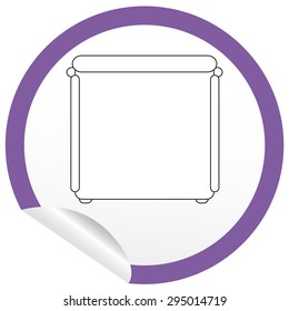 Flat bed icon on sticker for floor plan outline. Line editable EPS10 vector furniture illustration. View from above