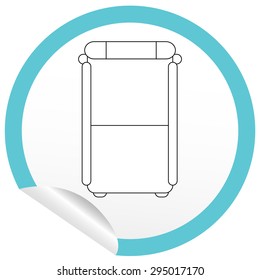 Flat bed icon on sticker for floor plan outline. Line editable EPS10 vector furniture illustration. View from above