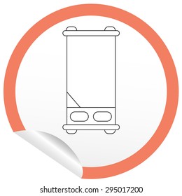 Flat bed icon on sticker for floor plan outline. Line editable EPS10 vector furniture illustration. View from above