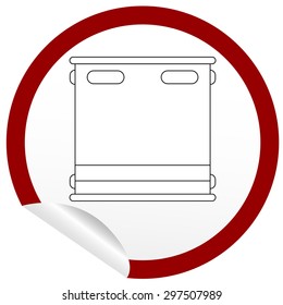 Flat bed icon on sticker for floor plan outline. Line editable EPS10 vector furniture illustration. View from above