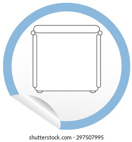 Flat bed icon on sticker for floor plan outline. Line editable EPS10 vector furniture illustration. View from above