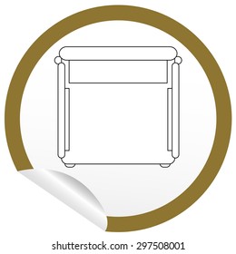 Flat bed icon on sticker for floor plan outline. Line editable EPS10 vector furniture illustration. View from above