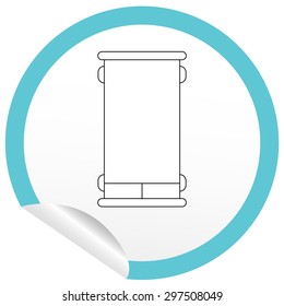 Flat bed icon on sticker for floor plan outline. Line editable EPS10 vector furniture illustration. View from above