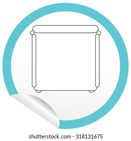 Flat bed icon on sticker for floor plan outline. Line editable EPS10 vector furniture illustration. View from above