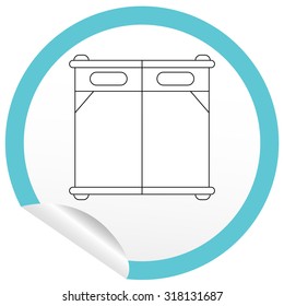 Flat bed icon on sticker for floor plan outline. Line editable EPS10 vector furniture illustration. View from above