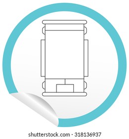 Flat bed icon on sticker for floor plan outline. Line editable EPS10 vector furniture illustration. View from above