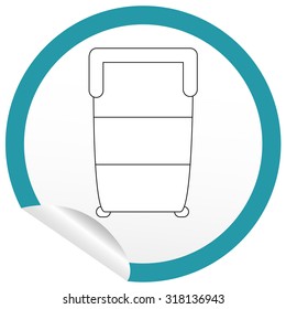 Flat bed icon on sticker for floor plan outline. Line editable EPS10 vector furniture illustration. View from above