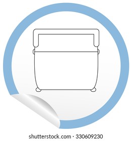 Flat bed icon on sticker for floor plan outline. Line editable EPS10 vector furniture illustration. View from above