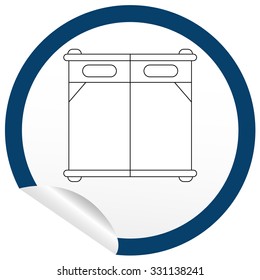 Flat bed icon on sticker for floor plan outline. Line editable EPS10 vector furniture illustration. View from above