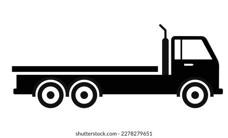 Flat bed truck icon for construction work. Flat vector graphic.